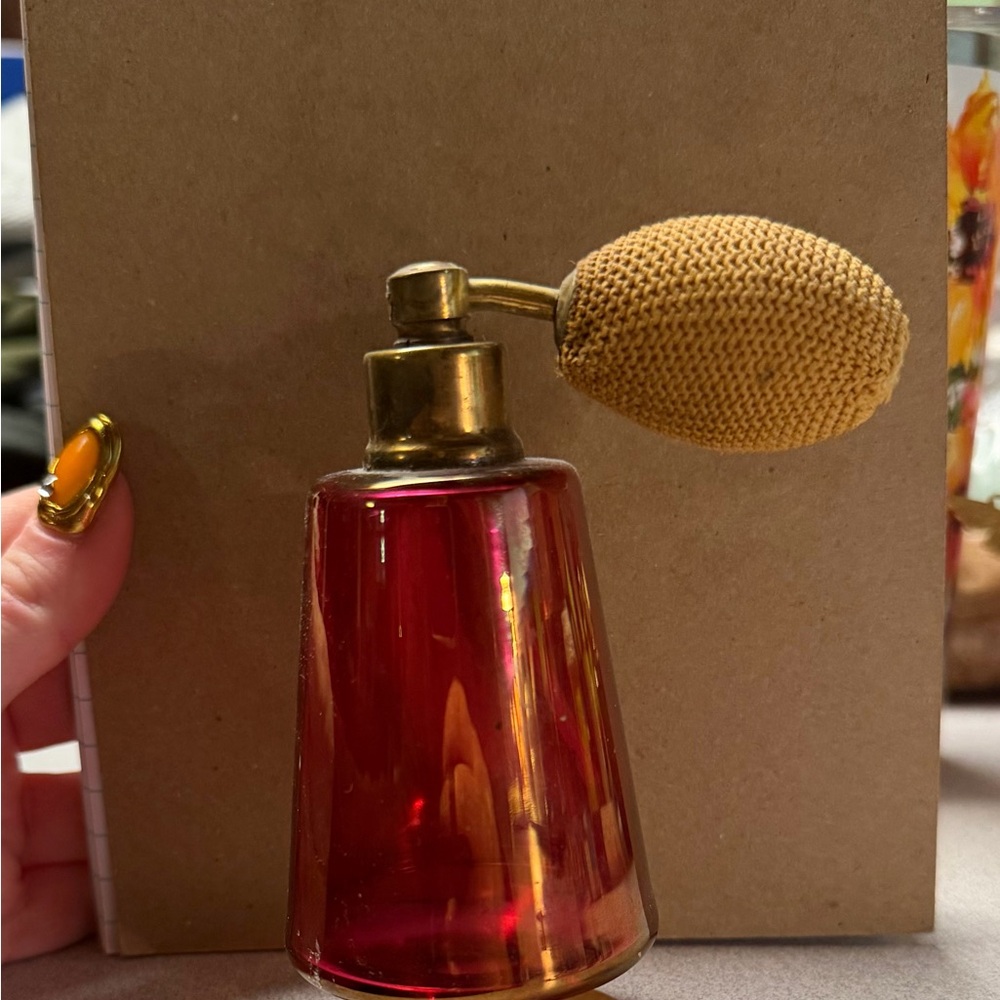 Vintage Red Glass Perfume Atomizer